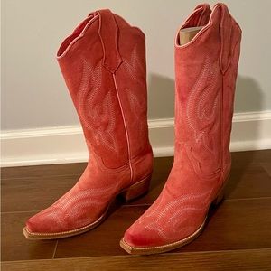 Brand New Planet Cowboy Pink Suede Boots